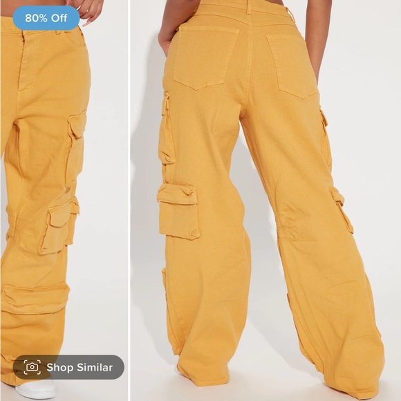 Cargo High Rise Denim Jeans-Gold - Picture 6 of 6